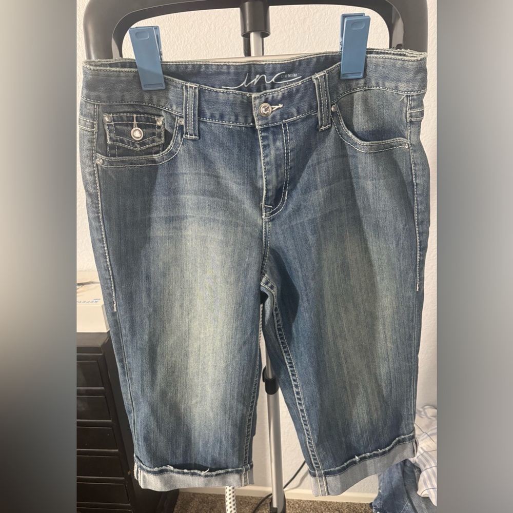 INC International Concepts Women's Cropped Blue Denim Jeans